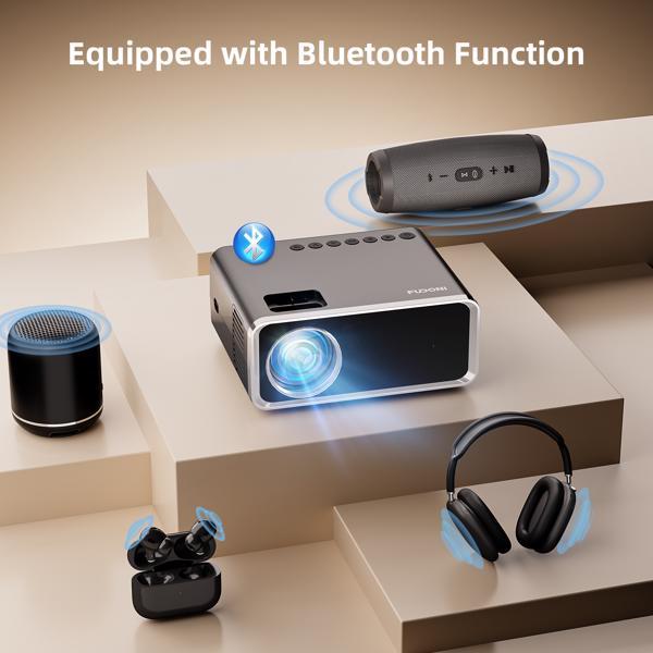 Mini HD Projector with WiFi & Bluetooth – 1080p, 200” Screen